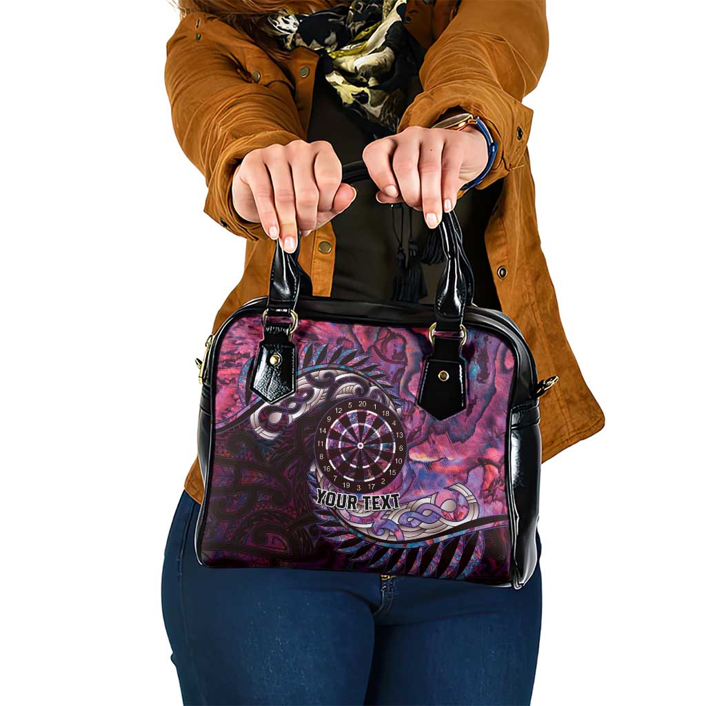 New Zealand Darts Personalised Shoulder Handbag Aotearoa Silver Fern Pink Papua Shell Spirit LT9 One Size Pink - Polynesian Pride