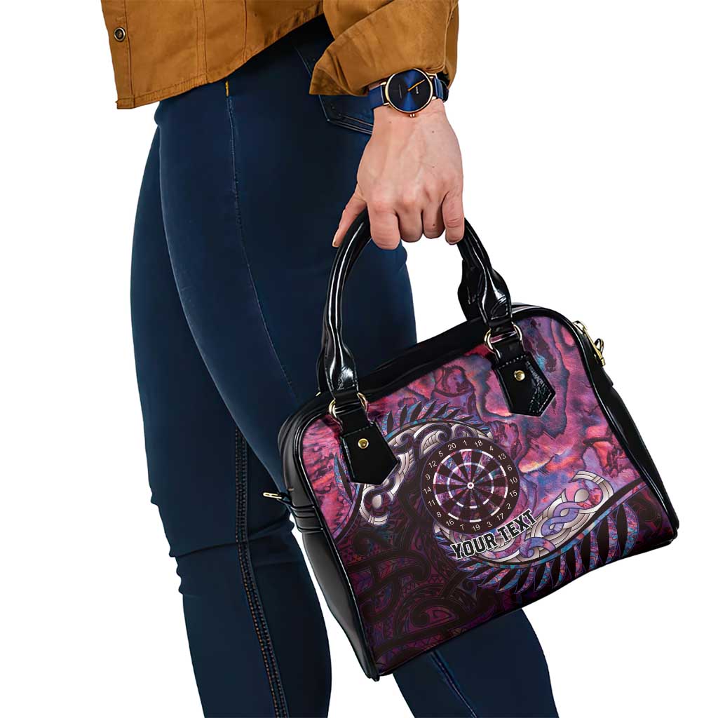 New Zealand Darts Personalised Shoulder Handbag Aotearoa Silver Fern Pink Papua Shell Spirit LT9 - Polynesian Pride