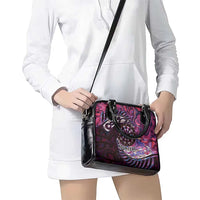 New Zealand Darts Personalised Shoulder Handbag Aotearoa Silver Fern Pink Papua Shell Spirit LT9 - Polynesian Pride