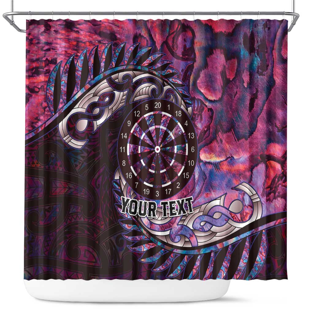 New Zealand Darts Personalised Shower Curtain Aotearoa Silver Fern Pink Papua Shell Spirit LT9 Pink - Polynesian Pride