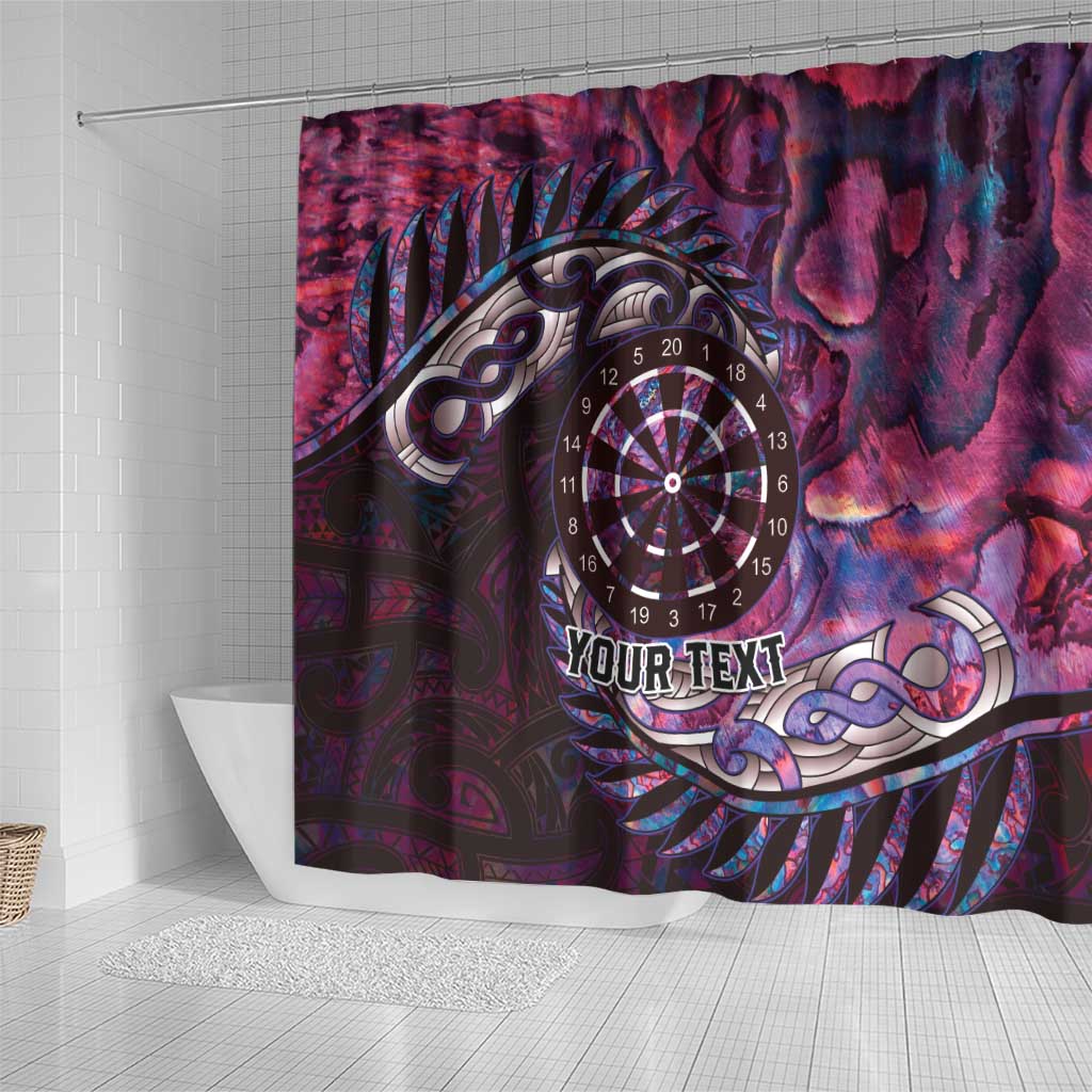 New Zealand Darts Personalised Shower Curtain Aotearoa Silver Fern Pink Papua Shell Spirit LT9 - Polynesian Pride