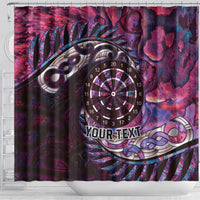 New Zealand Darts Personalised Shower Curtain Aotearoa Silver Fern Pink Papua Shell Spirit LT9 - Polynesian Pride
