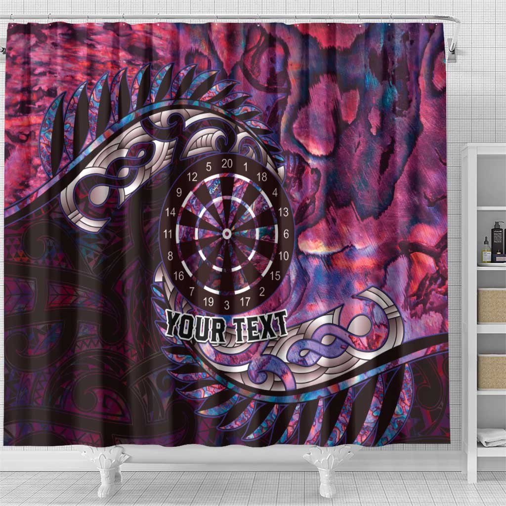 New Zealand Darts Personalised Shower Curtain Aotearoa Silver Fern Pink Papua Shell Spirit LT9 - Polynesian Pride