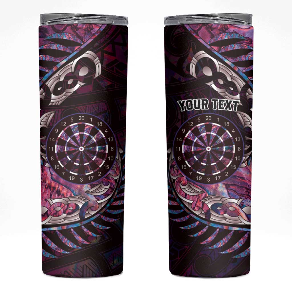 New Zealand Darts Personalised Skinny Tumbler Aotearoa Silver Fern Pink Papua Shell Spirit LT9 Pink - Polynesian Pride