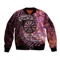 New Zealand Darts Personalised Sleeve Zip Bomber Jacket Aotearoa Silver Fern Pink Papua Shell Spirit LT9 Unisex Pink - Polynesian Pride