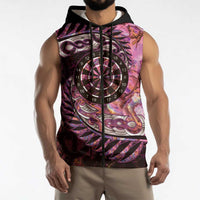 New Zealand Darts Personalised Sleeveless Zip Hoodie Aotearoa Silver Fern Pink Papua Shell Spirit LT9 - Polynesian Pride