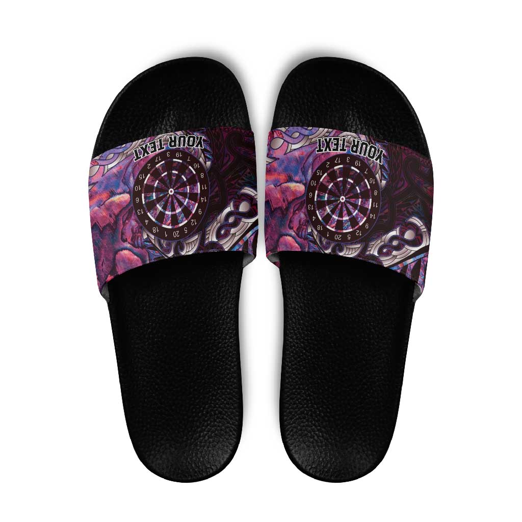 New Zealand Darts Personalised Slide Sandals Aotearoa Silver Fern Pink Papua Shell Spirit LT9 Pink - Polynesian Pride