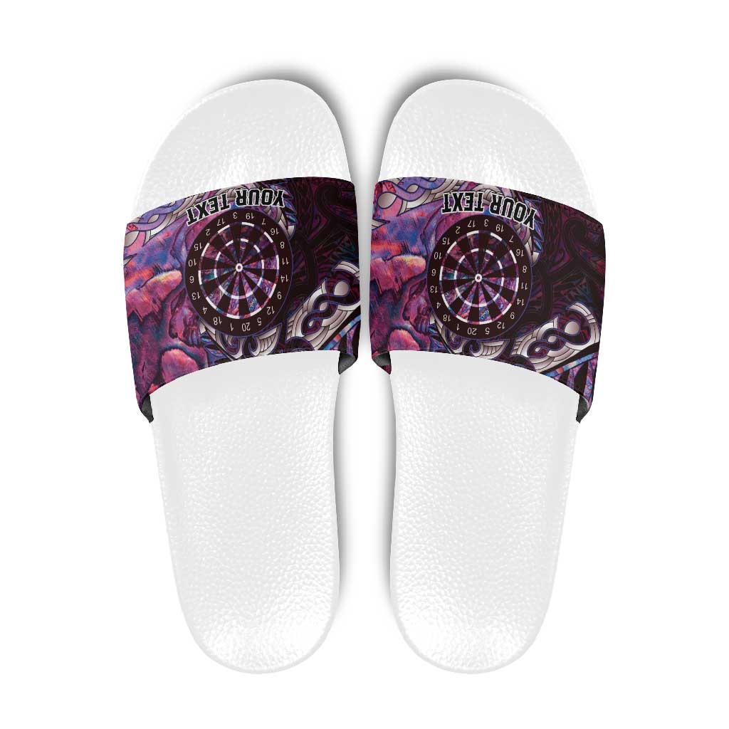New Zealand Darts Personalised Slide Sandals Aotearoa Silver Fern Pink Papua Shell Spirit LT9 Pink - Polynesian Pride