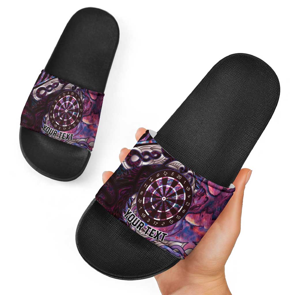 New Zealand Darts Personalised Slide Sandals Aotearoa Silver Fern Pink Papua Shell Spirit LT9 - Polynesian Pride