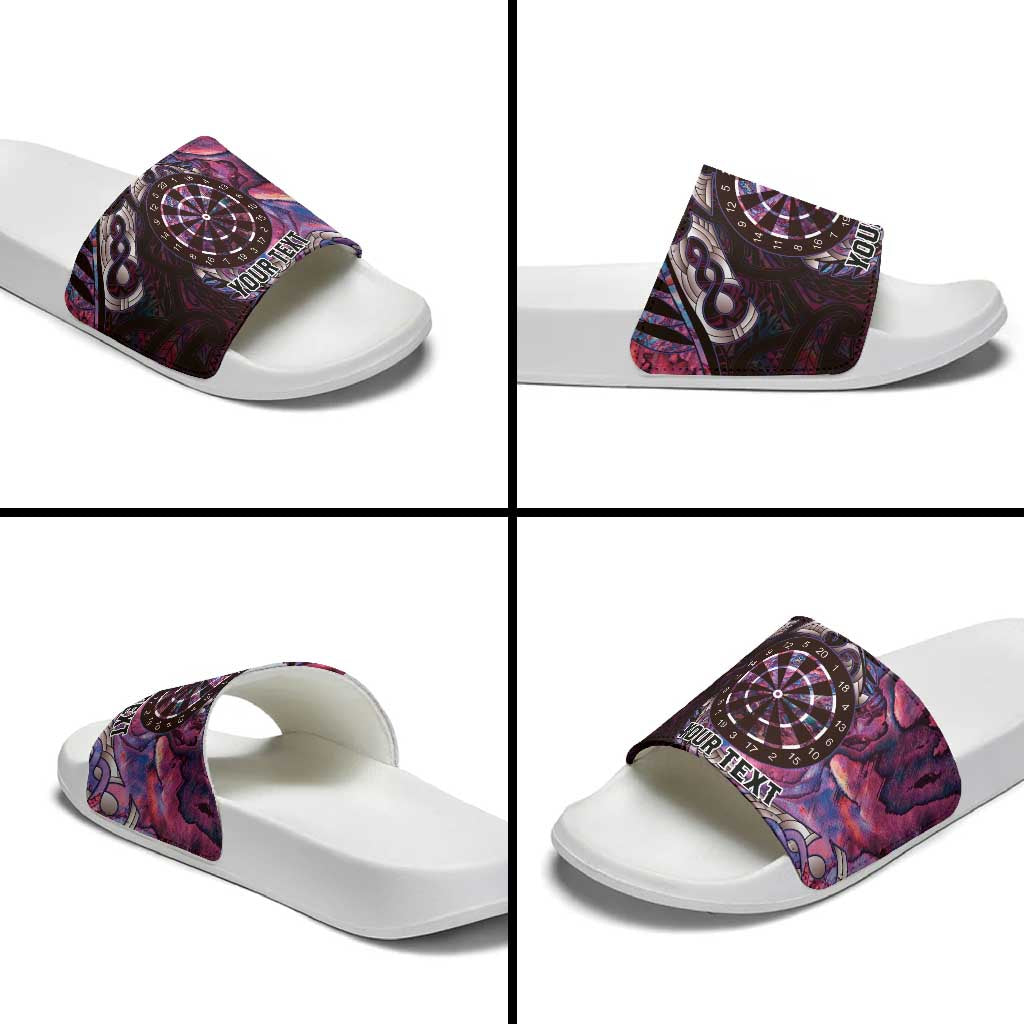 New Zealand Darts Personalised Slide Sandals Aotearoa Silver Fern Pink Papua Shell Spirit LT9 - Polynesian Pride