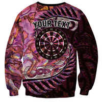 New Zealand Darts Personalised Sweatshirt Aotearoa Silver Fern Pink Papua Shell Spirit LT9 - Polynesian Pride
