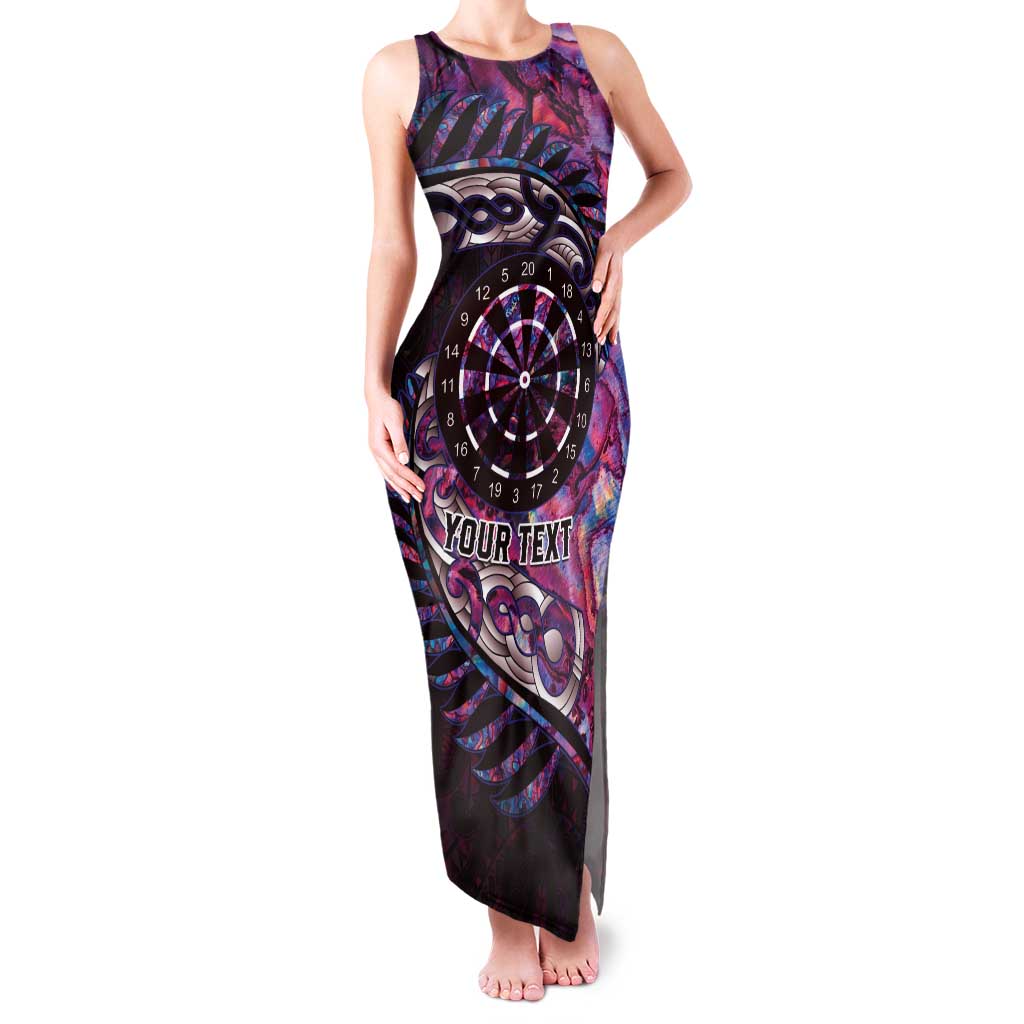 New Zealand Darts Personalised Tank Maxi Dress Aotearoa Silver Fern Pink Papua Shell Spirit LT9 Women Pink - Polynesian Pride