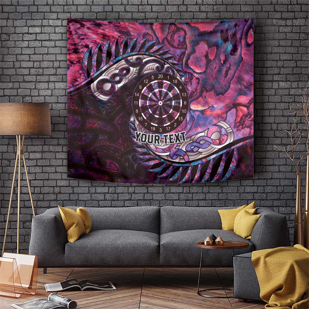 New Zealand Darts Personalised Tapestry Aotearoa Silver Fern Pink Papua Shell Spirit LT9 Pink - Polynesian Pride
