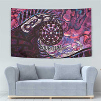 New Zealand Darts Personalised Tapestry Aotearoa Silver Fern Pink Papua Shell Spirit LT9 - Polynesian Pride