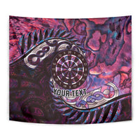 New Zealand Darts Personalised Tapestry Aotearoa Silver Fern Pink Papua Shell Spirit LT9 - Polynesian Pride