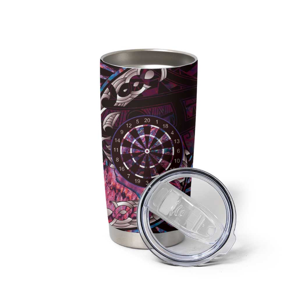 New Zealand Darts Personalised Tumbler Cup Aotearoa Silver Fern Pink Papua Shell Spirit LT9 - Polynesian Pride