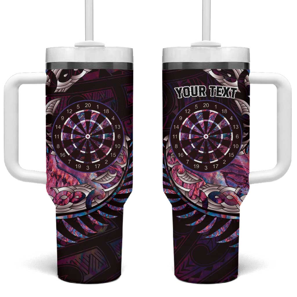 New Zealand Darts Personalised Tumbler With Handle Aotearoa Silver Fern Pink Papua Shell Spirit LT9 One Size: 40 oz Pink - Polynesian Pride