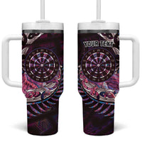 New Zealand Darts Personalised Tumbler With Handle Aotearoa Silver Fern Pink Papua Shell Spirit LT9 One Size: 40 oz Pink - Polynesian Pride