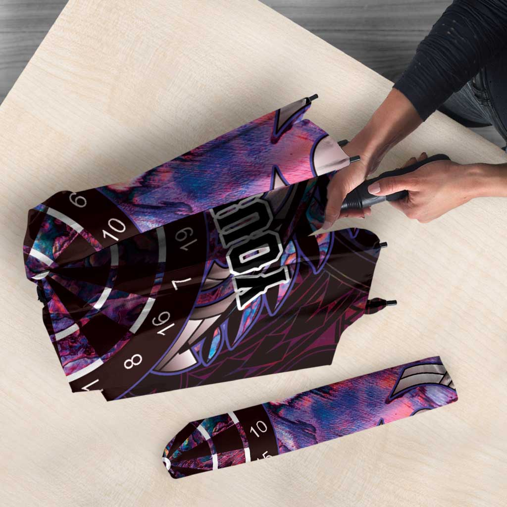 New Zealand Darts Personalised Umbrella Aotearoa Silver Fern Pink Papua Shell Spirit LT9 - Polynesian Pride