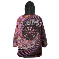 New Zealand Darts Personalised Wearable Blanket Hoodie Aotearoa Silver Fern Pink Papua Shell Spirit LT9 - Polynesian Pride