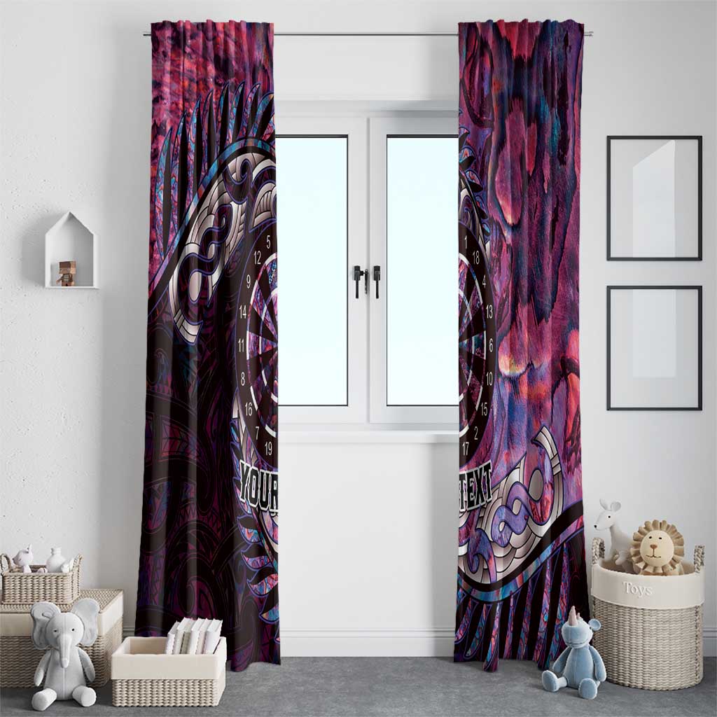 New Zealand Darts Personalised Window Curtain Aotearoa Silver Fern Pink Papua Shell Spirit LT9 - Polynesian Pride