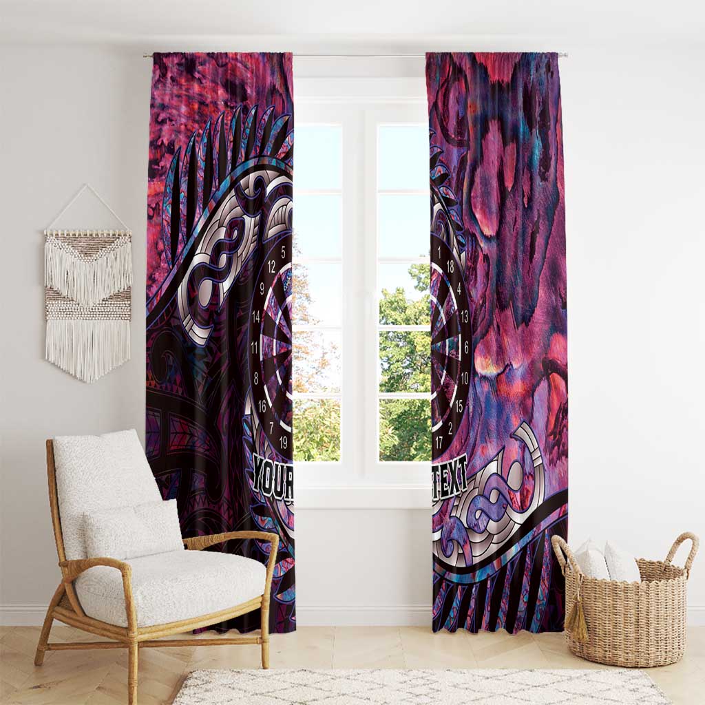New Zealand Darts Personalised Window Curtain Aotearoa Silver Fern Pink Papua Shell Spirit LT9 - Polynesian Pride