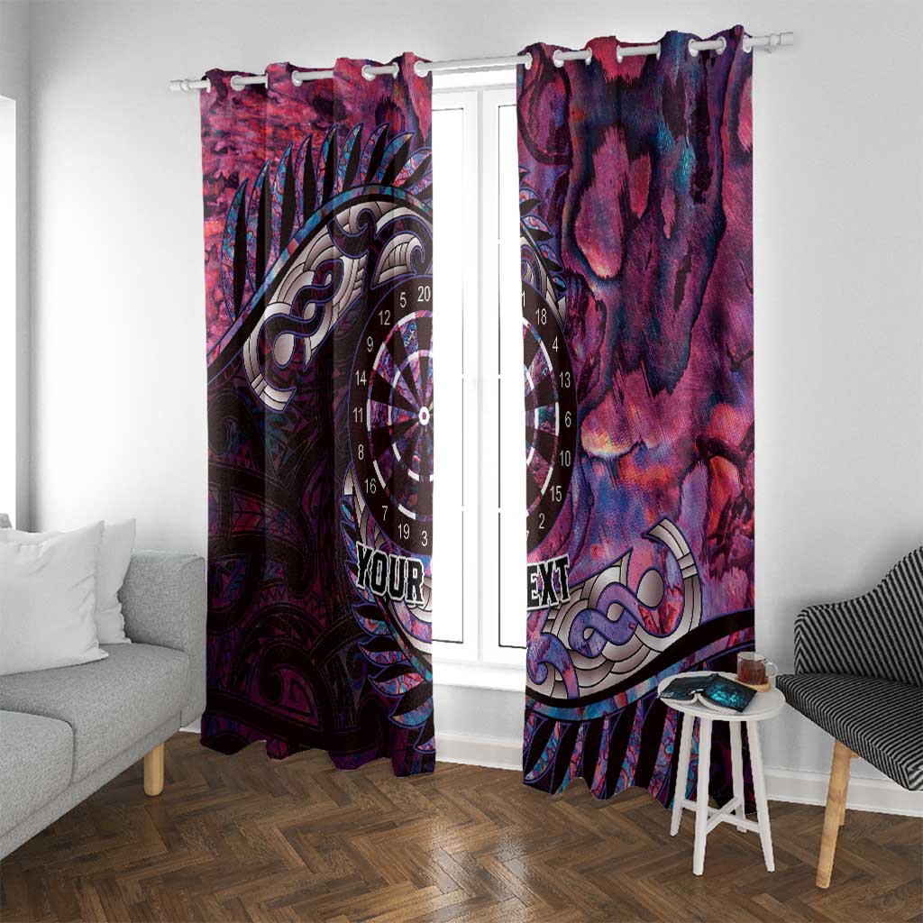 New Zealand Darts Personalised Window Curtain Aotearoa Silver Fern Pink Papua Shell Spirit LT9 With Grommets Pink - Polynesian Pride