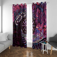 New Zealand Darts Personalised Window Curtain Aotearoa Silver Fern Pink Papua Shell Spirit LT9 With Grommets Pink - Polynesian Pride