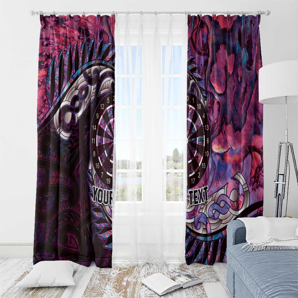 New Zealand Darts Personalised Window Curtain Aotearoa Silver Fern Pink Papua Shell Spirit LT9 - Polynesian Pride