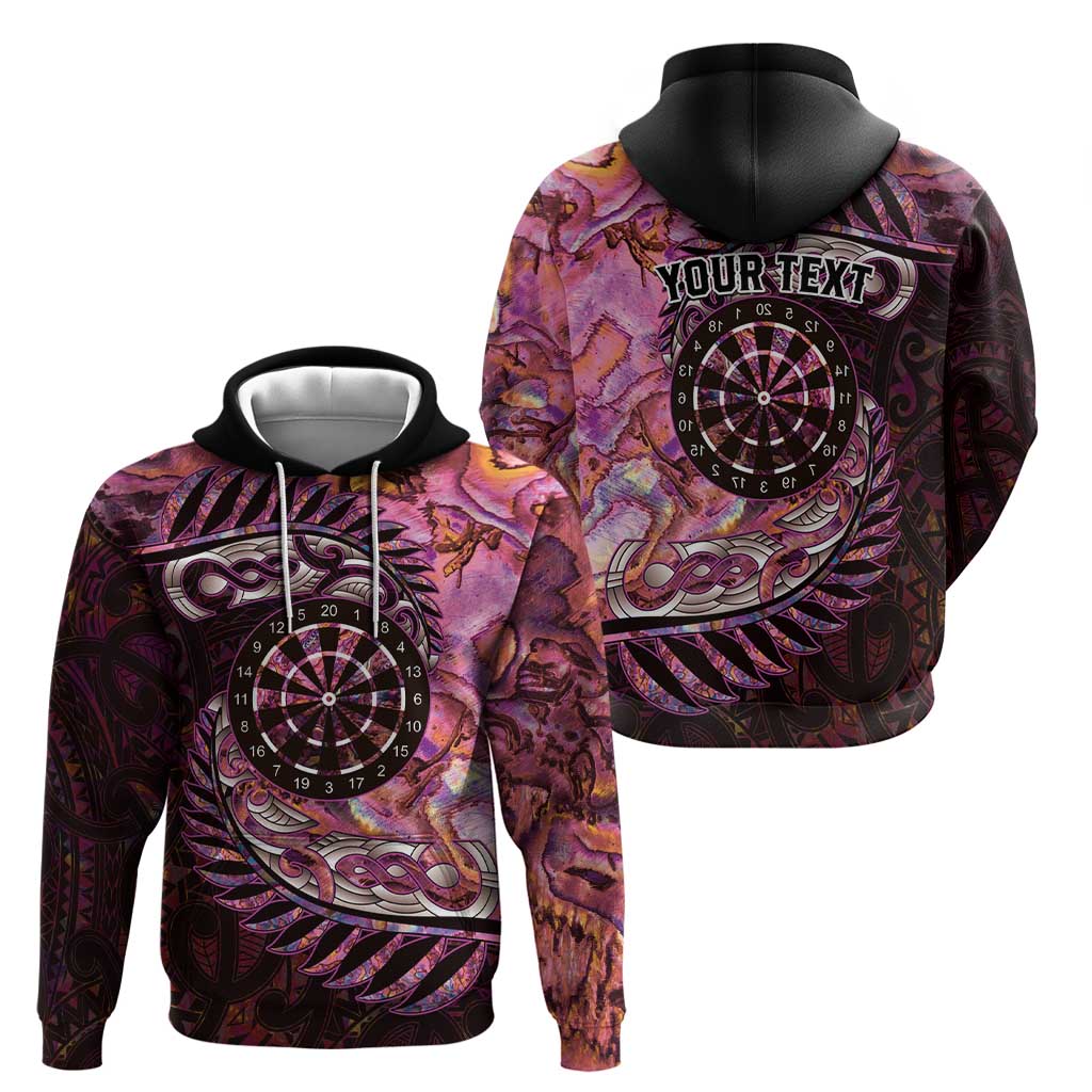 New Zealand Darts Personalised Zip Hoodie Aotearoa Silver Fern Pink Papua Shell Spirit LT9 - Polynesian Pride