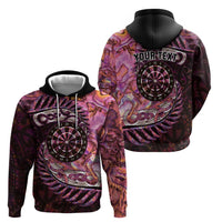 New Zealand Darts Personalised Zip Hoodie Aotearoa Silver Fern Pink Papua Shell Spirit LT9 - Polynesian Pride