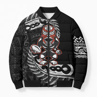 New Zealand Indigenous-Maori Rugby Custom Bomber Puffer Jacket LT9 Unisex Black - Polynesian Pride
