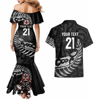 New Zealand Indigenous-Maori Rugby Custom Couples Matching Mermaid Dress and Hawaiian Shirt