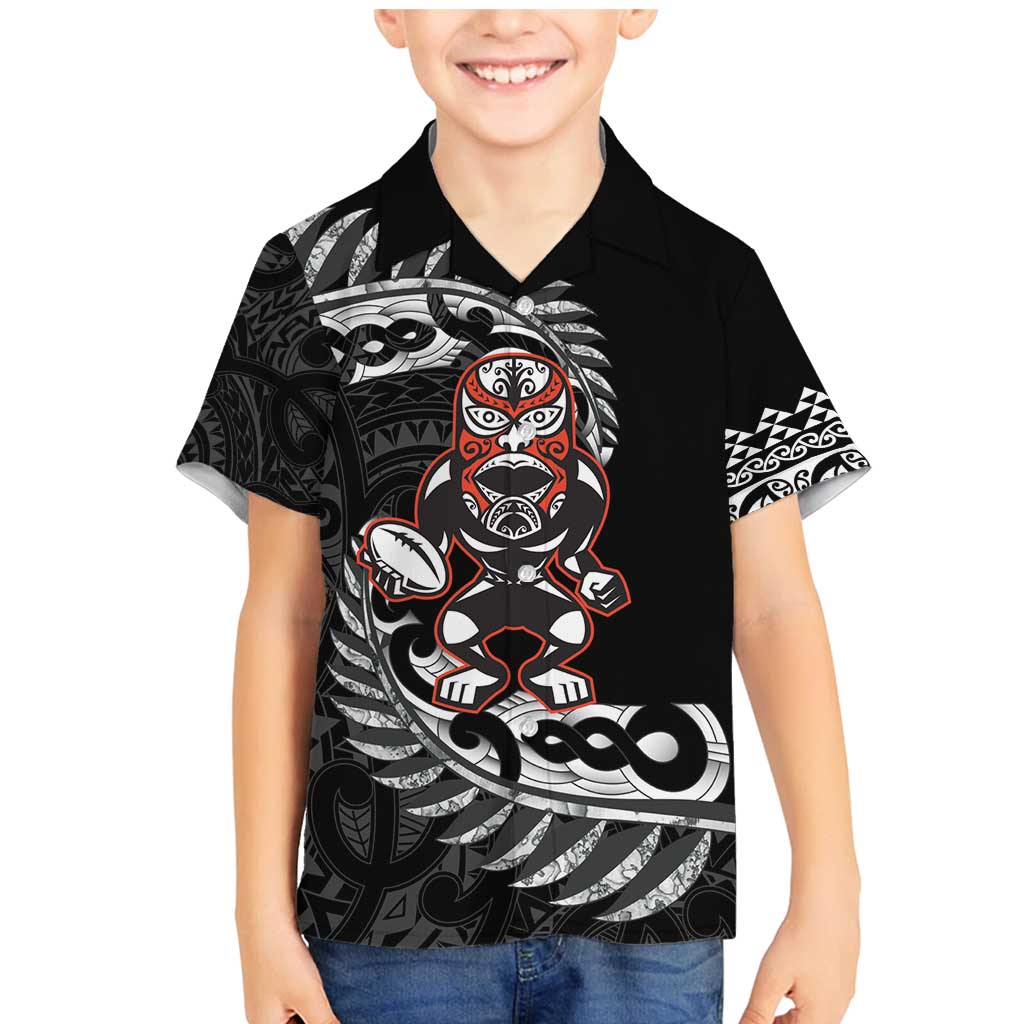 New Zealand Indigenous-Maori Rugby Custom Family Matching Mermaid Dress and Hawaiian Shirt LT9 Son's Shirt Black - Polynesian Pride