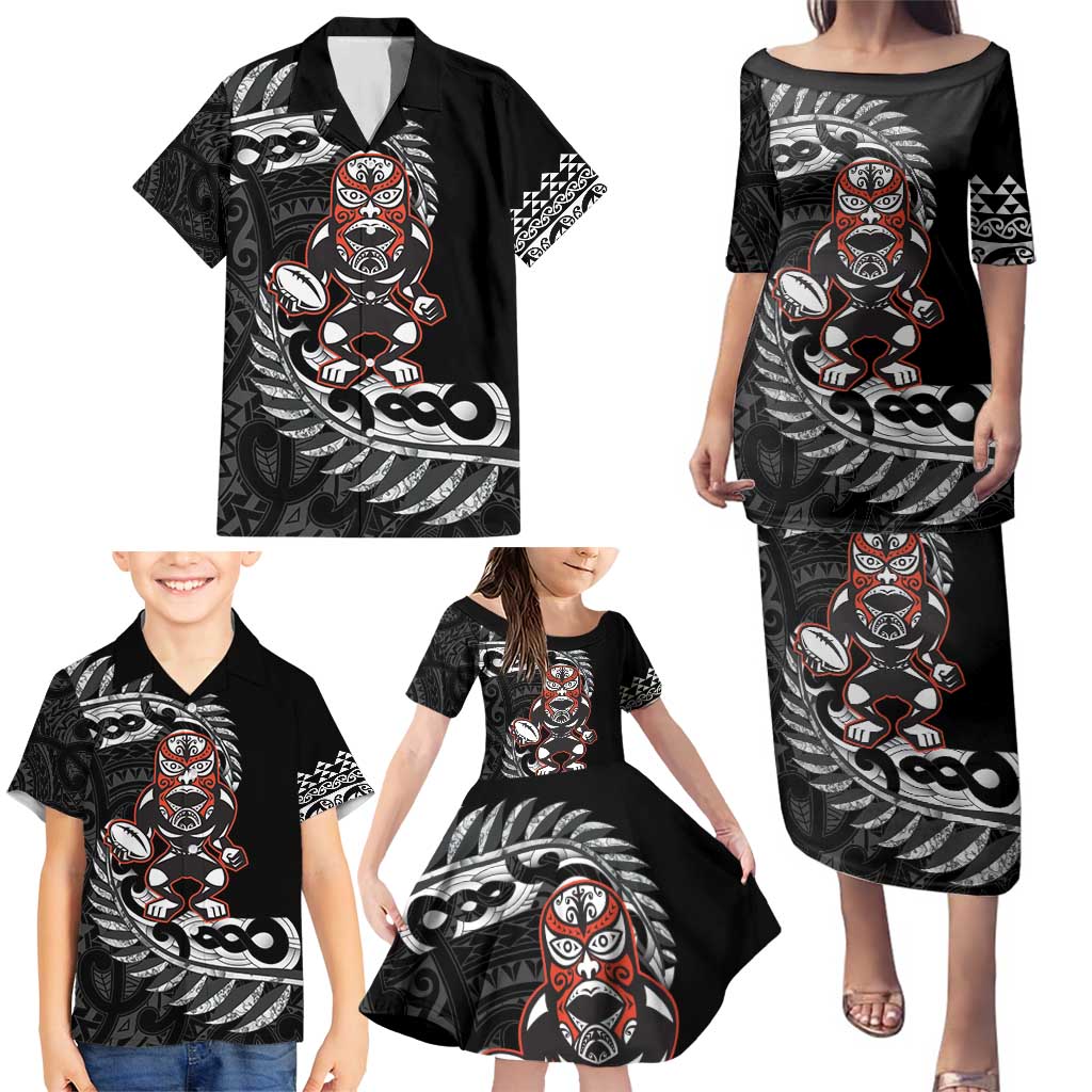 New Zealand Indigenous-Maori Rugby Custom Family Matching Puletasi and Hawaiian Shirt