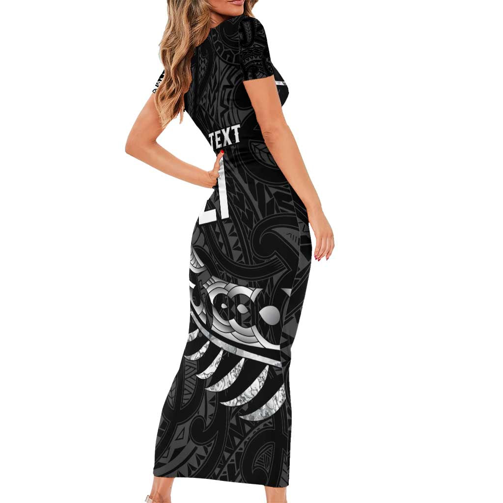New Zealand Indigenous-Maori Rugby Custom Family Matching Short Sleeve Bodycon Dress and Hawaiian Shirt