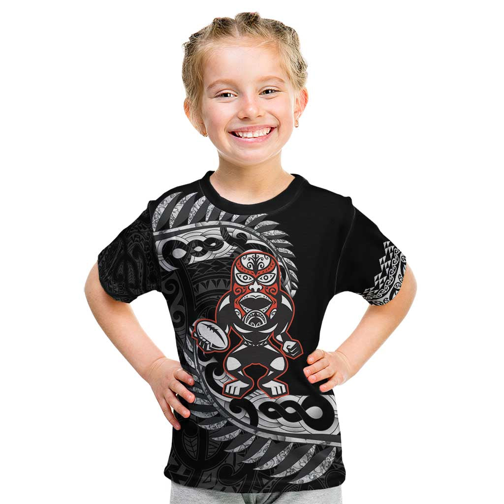 New Zealand Indigenous-Maori Rugby Custom Kid T Shirt