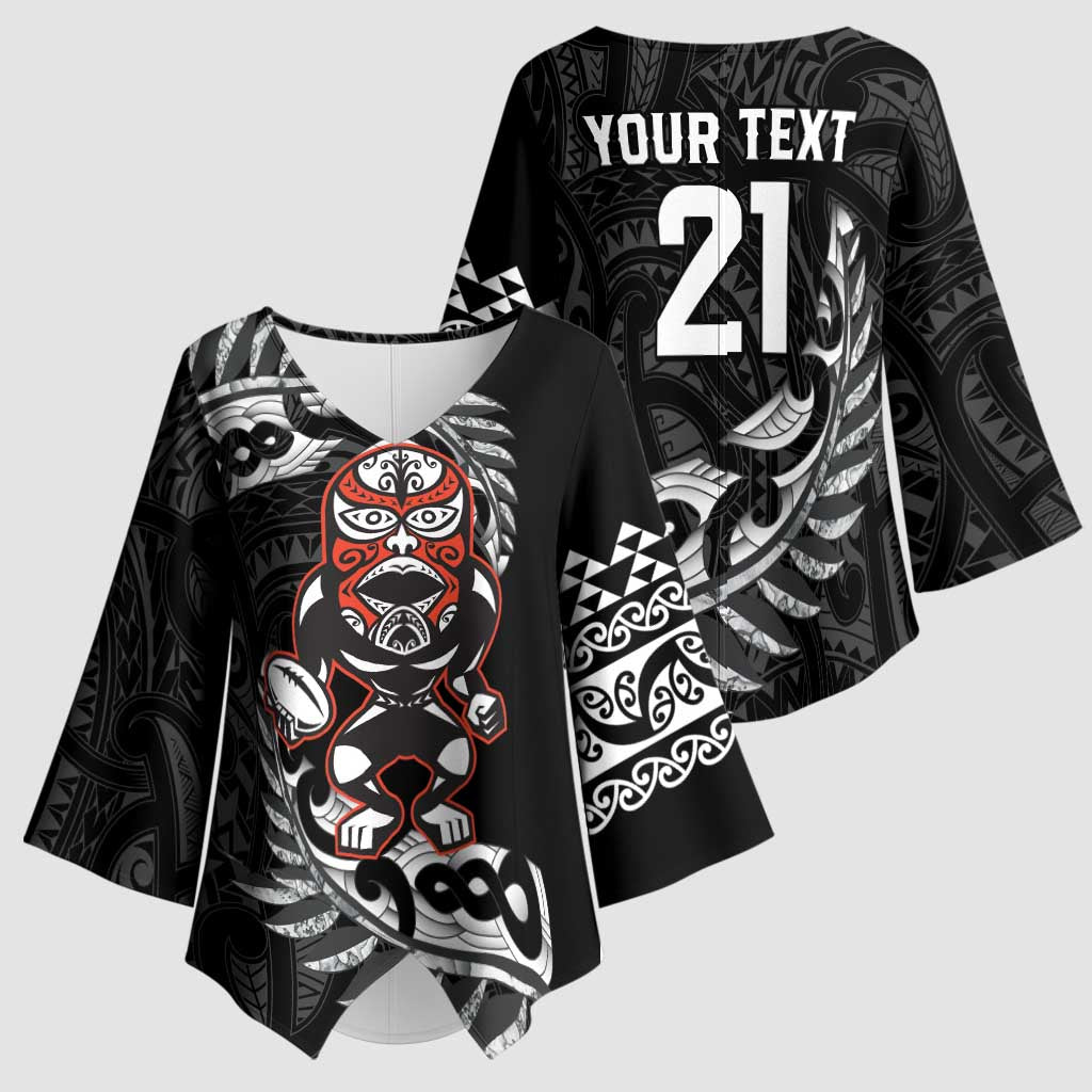 New Zealand Indigenous-Maori Rugby Custom Kimono Sleeve Blouse - Polynesian Pride