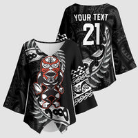 New Zealand Indigenous-Maori Rugby Custom Kimono Sleeve Blouse - Polynesian Pride