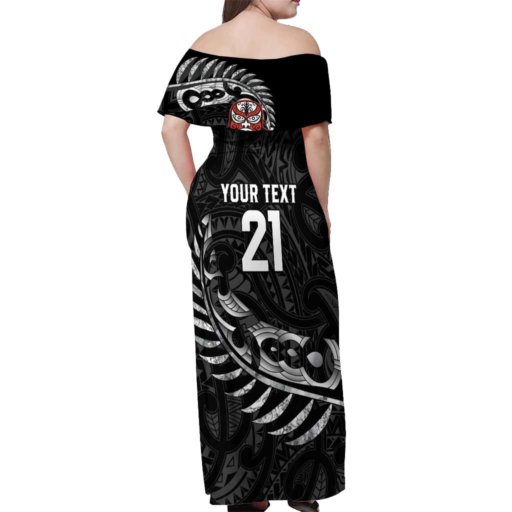 New Zealand Indigenous-Maori Rugby Custom Off Shoulder Maxi Dress