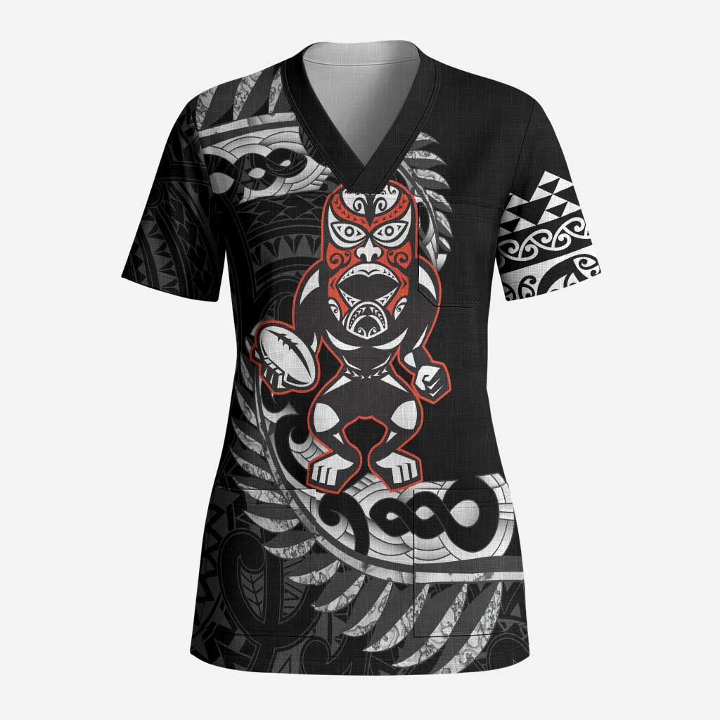 New Zealand Indigenous-Maori Rugby Custom Scrub Top - Polynesian Pride