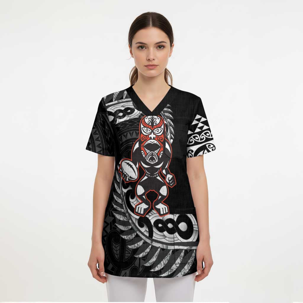 New Zealand Indigenous-Maori Rugby Custom Scrub Top - Polynesian Pride