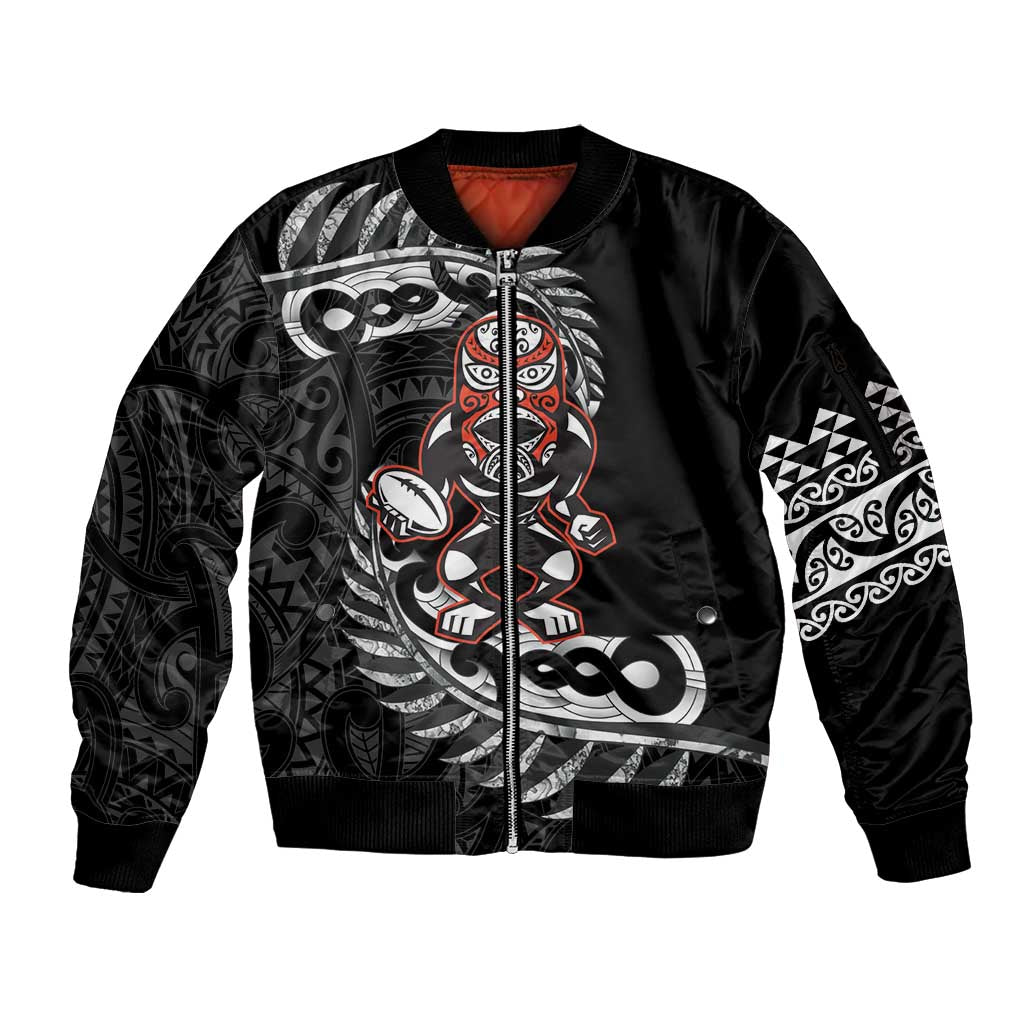 New Zealand Indigenous-Maori Rugby Custom Sleeve Zip Bomber Jacket