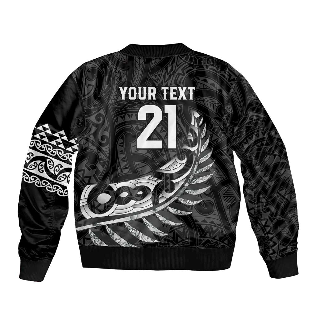 New Zealand Indigenous-Maori Rugby Custom Sleeve Zip Bomber Jacket