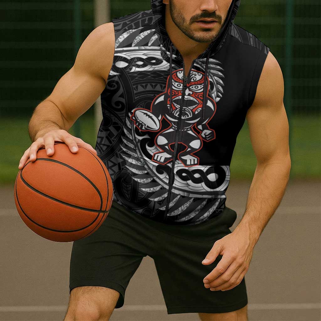 New Zealand Indigenous-Maori Rugby Custom Sleeveless Zip Hoodie - Polynesian Pride