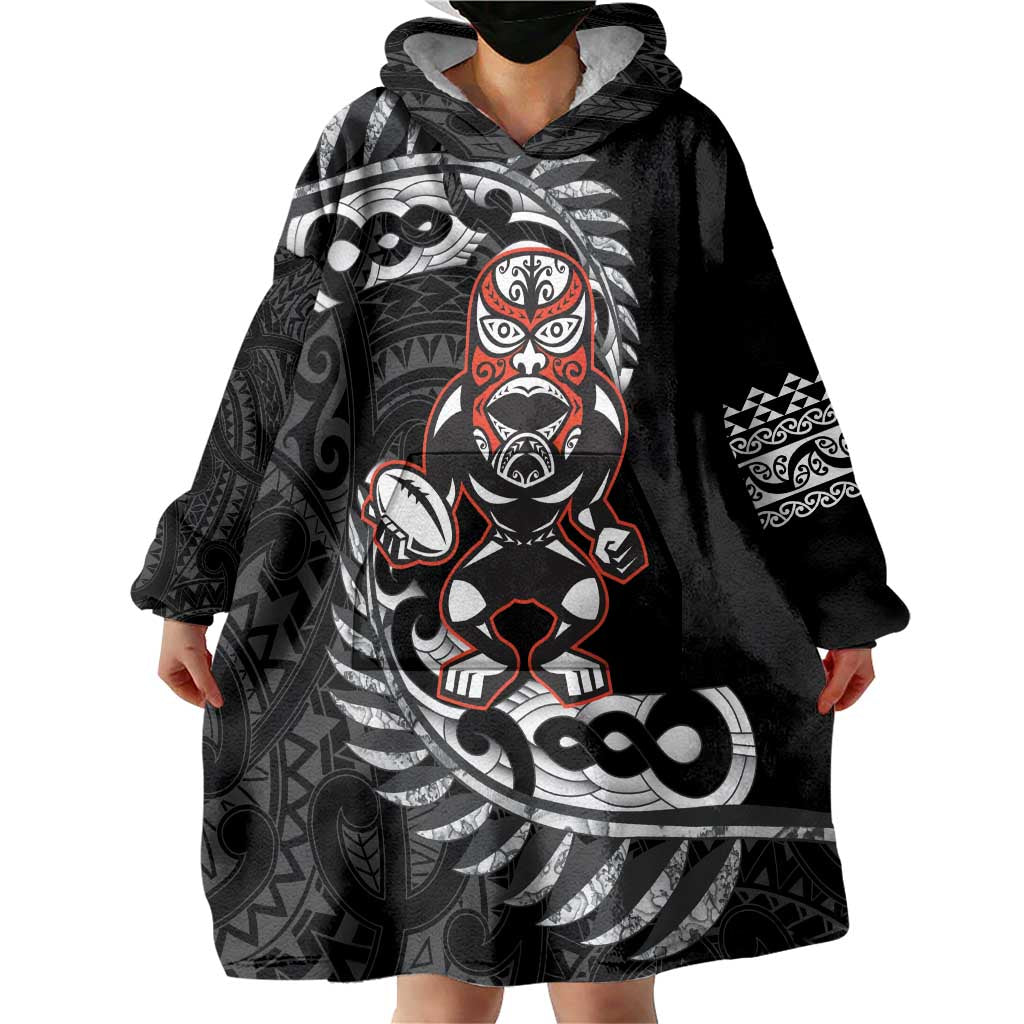 New Zealand Indigenous-Maori Rugby Custom Wearable Blanket Hoodie