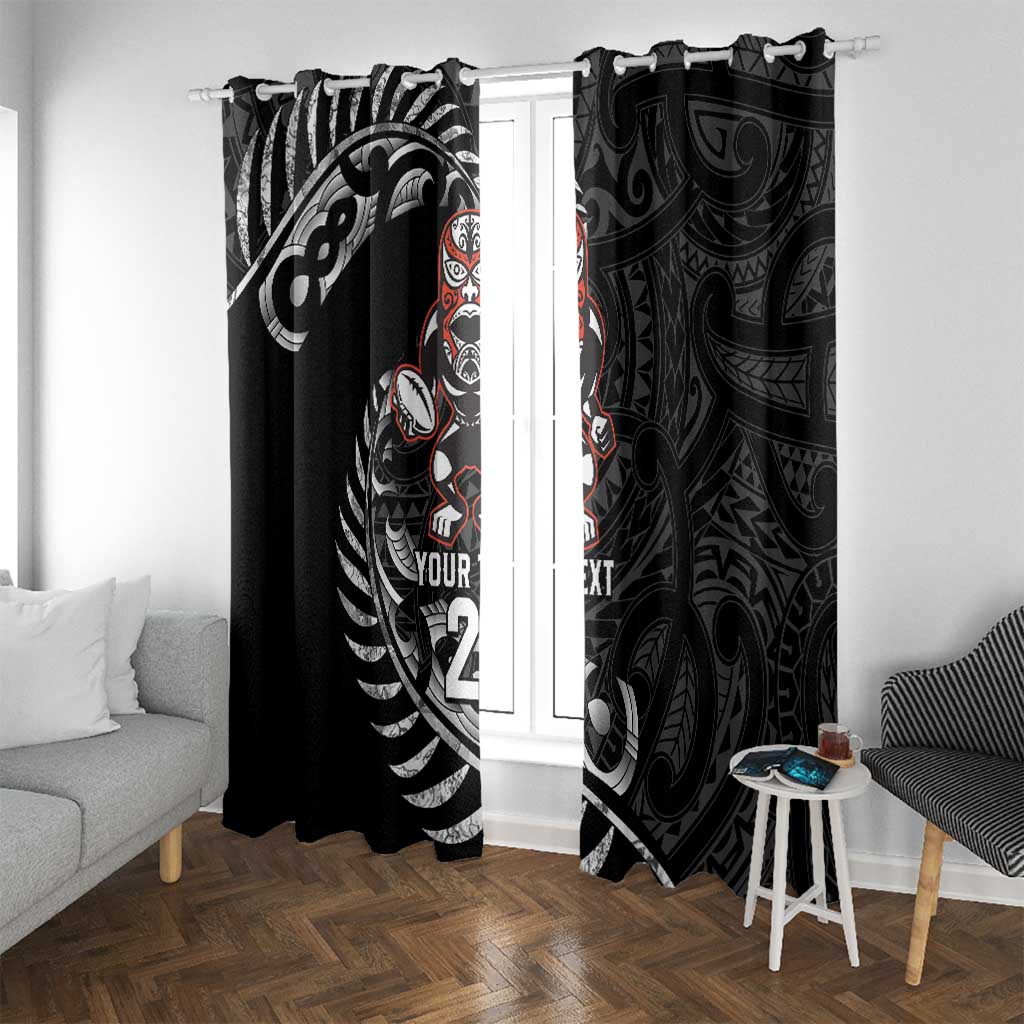 New Zealand Indigenous-Maori Rugby Custom Window Curtain LT9 With Grommets Black - Polynesian Pride
