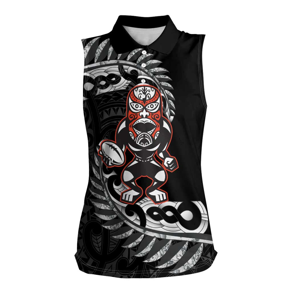 New Zealand Indigenous-Maori Rugby Custom Women Sleeveless Polo Shirt LT9 Female Black - Polynesian Pride