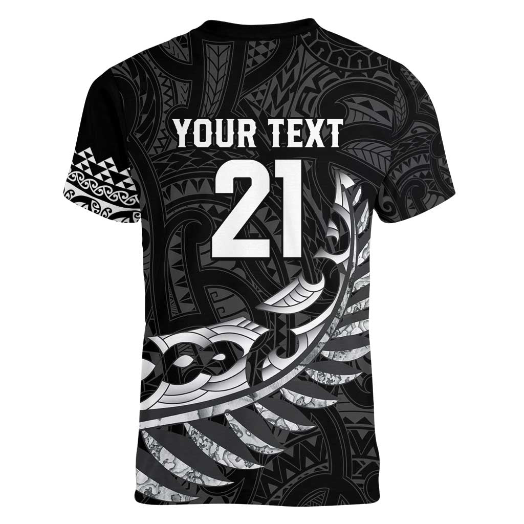 New Zealand Indigenous-Maori Rugby Custom Women V-Neck T-Shirt LT9 - Polynesian Pride