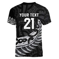 New Zealand Indigenous-Maori Rugby Custom Women V-Neck T-Shirt LT9 - Polynesian Pride